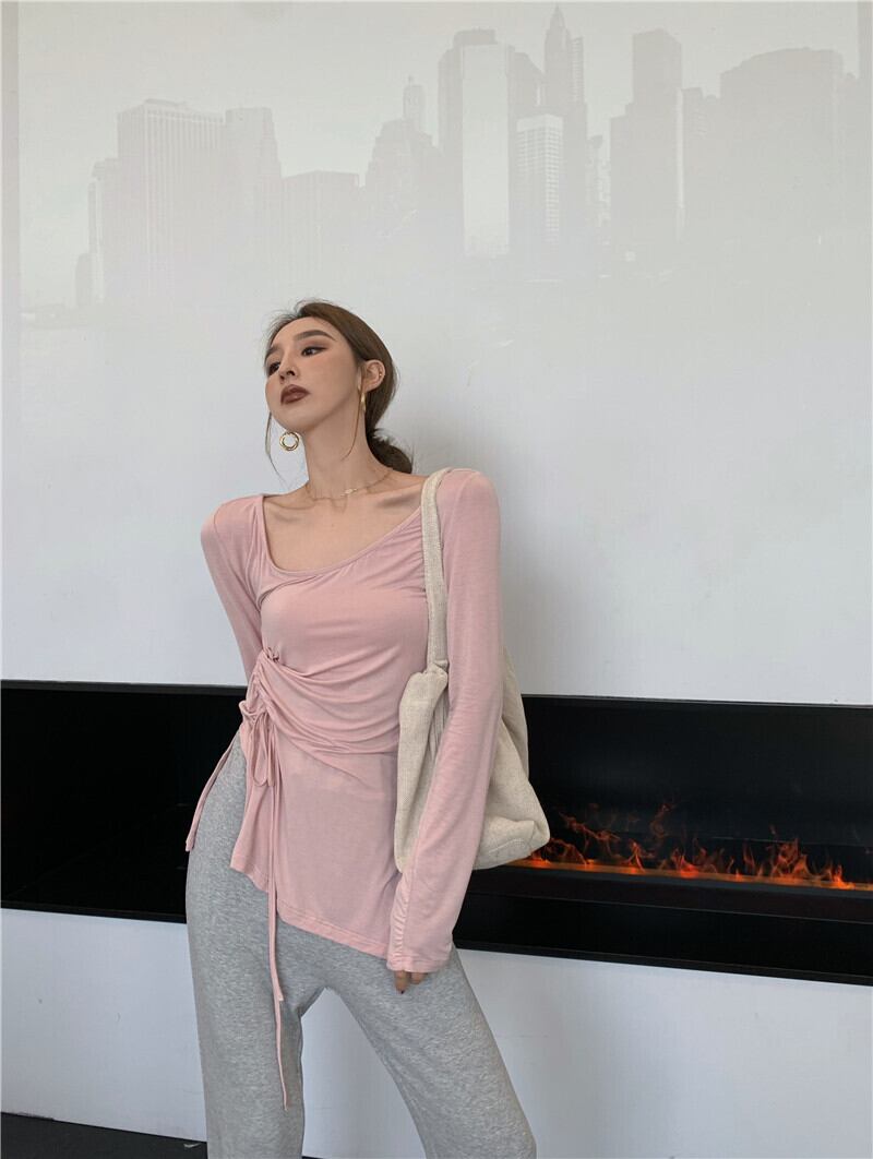 Tシャツ シャツ サマー薄手トップス ロング ピンク 夏物 ピュア ブラックストロベリース977805288