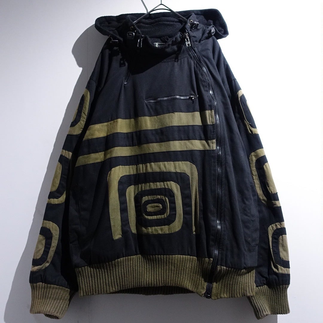Black & Green Geometric Transform Zipper Jacket