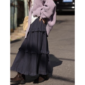 frill tiered check skirt　J00241
