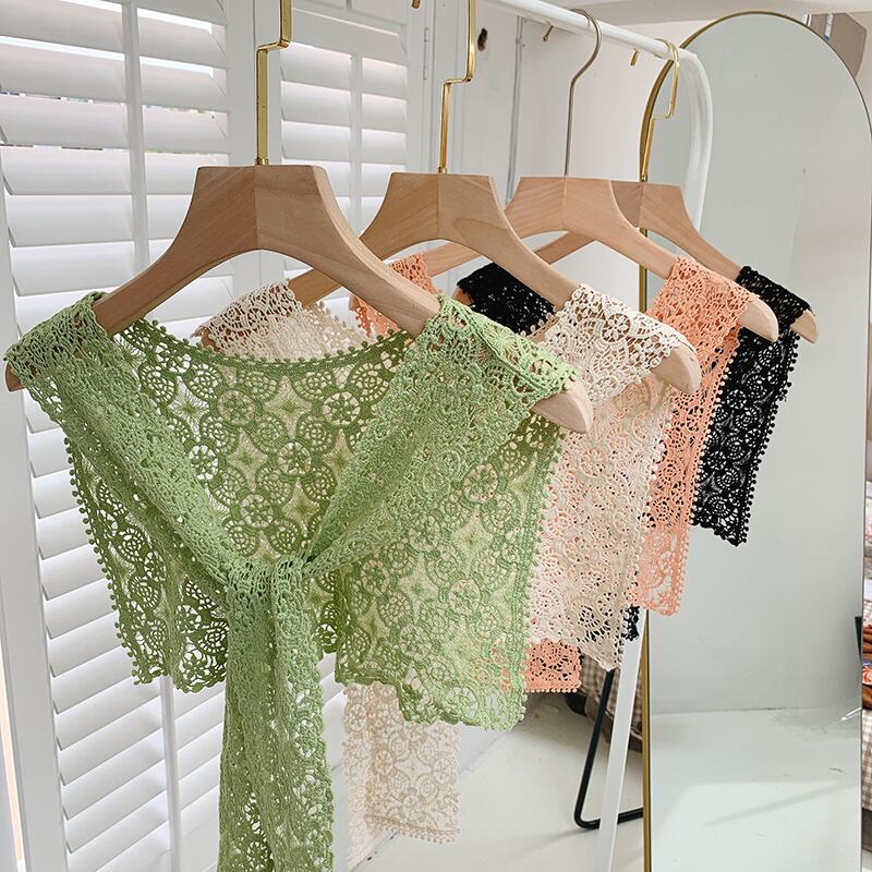 サマーカラーレースレッドスカーフ 薄手 夏物 ブラック・アイド・ピーズ16097815823