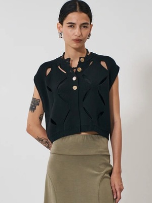 CUT OUT PATTERN VEST｜ブラック｜YENN