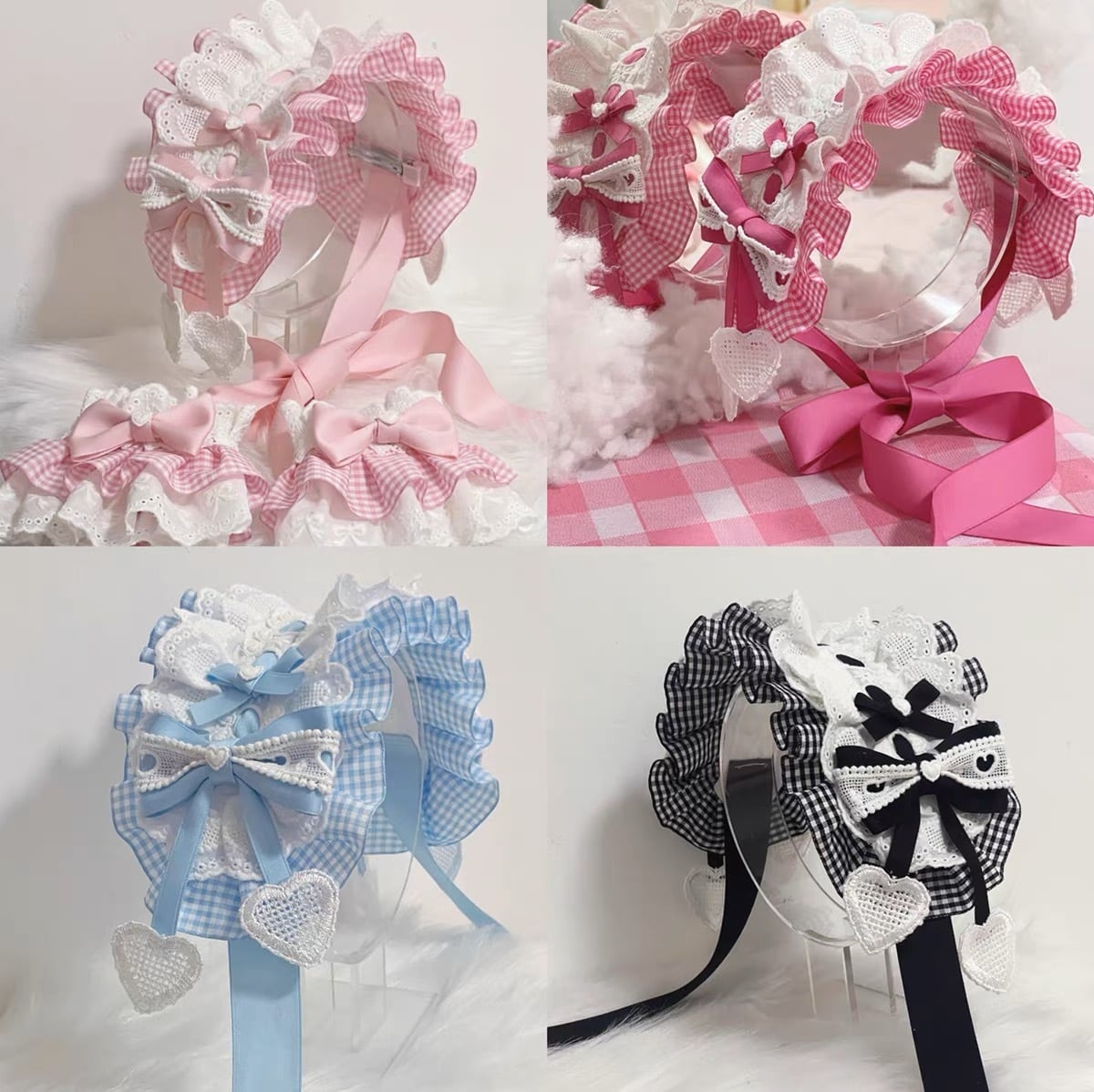 ♡ Candy チェック柄 フリルリボンヘッドドレス red ♡ | Sayakadoll