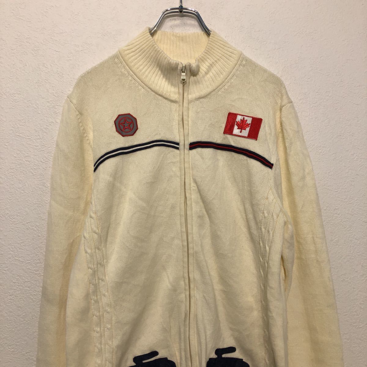 ★サンタフェ★胸ロゴ刺繍★ジップアップ★ニットブルゾン★3