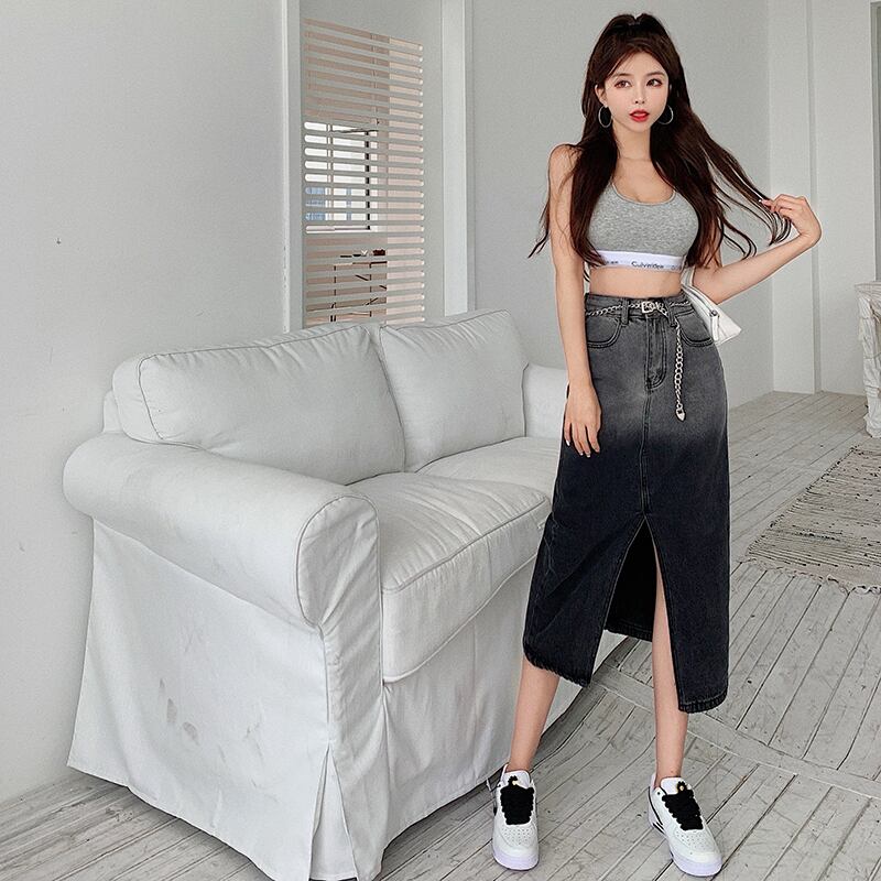 スカート サマーカラーハイウェストウェストチェーン 夏物 ドラファッションホール84611306870