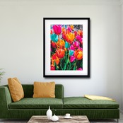 Tulips blooming on the street｜ストリート×チューリップのボタニカルアートポスター｜明るく彩る花のインテリア｜A4ポスター