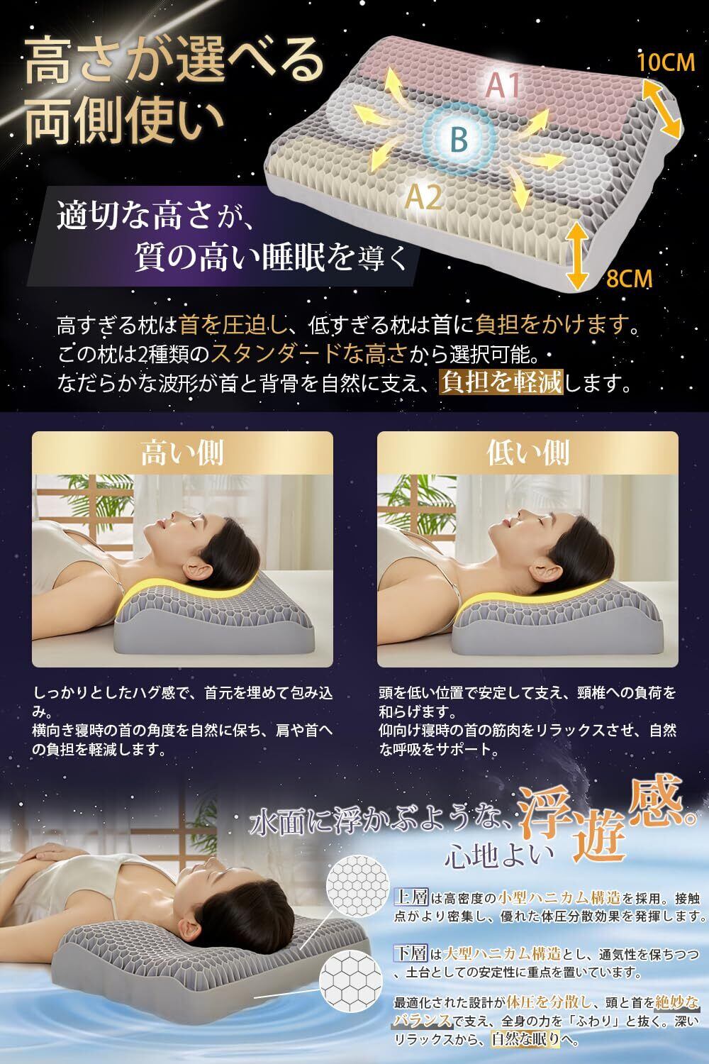 在庫セール】CIROM 高機能TPE枕 首が痛くならない 高反発まくら 整体師