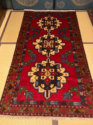 アフガニスタンカーペット〜薔薇　Afghanistan carpet Rose　196×110