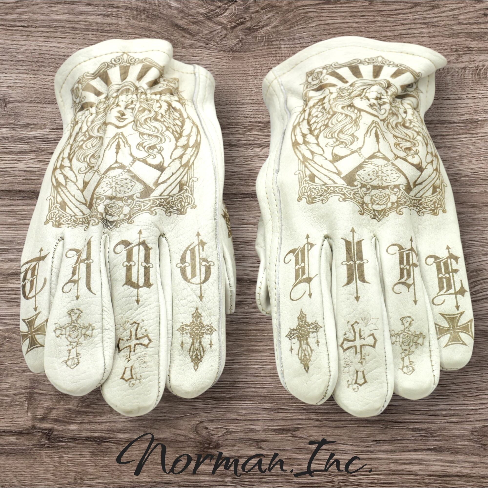 牛革 レザーグローブ ホワイト 白 アメリカン バイク ハーレー