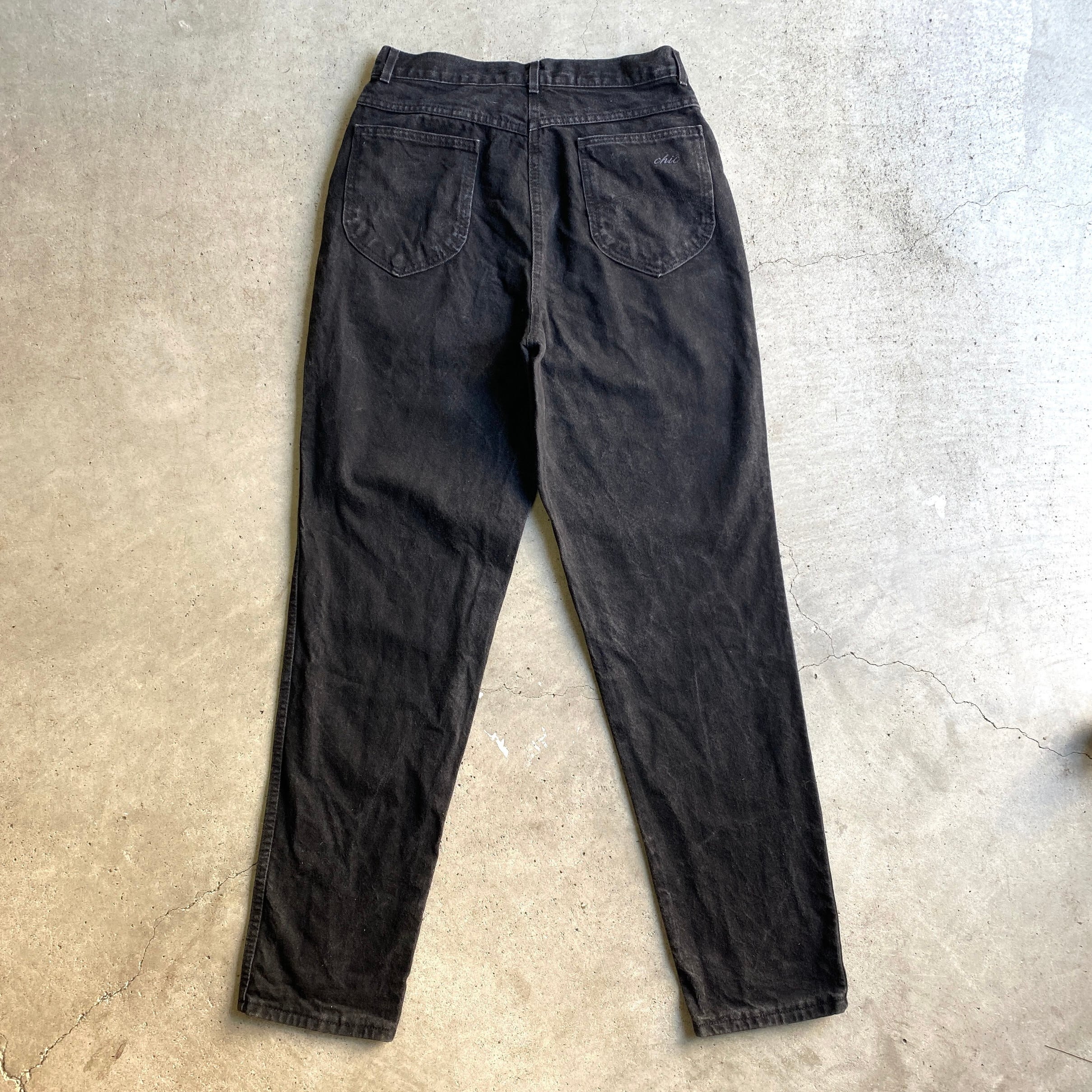 90s USA製 chic ブラックデニムパンツ 黒 black denim