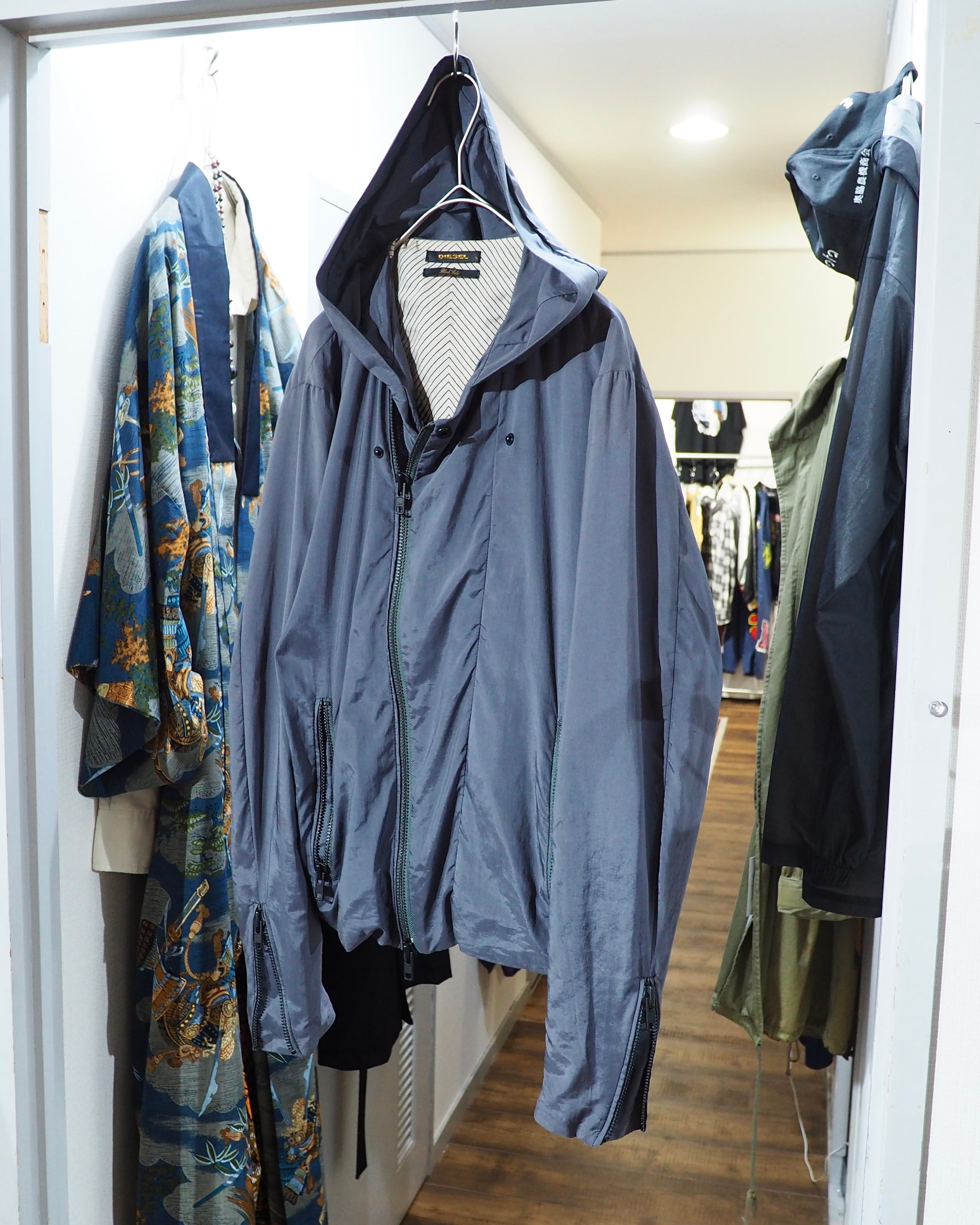 " DIESEL Black Gold " Grayish Purple Color Doubled zip jacket