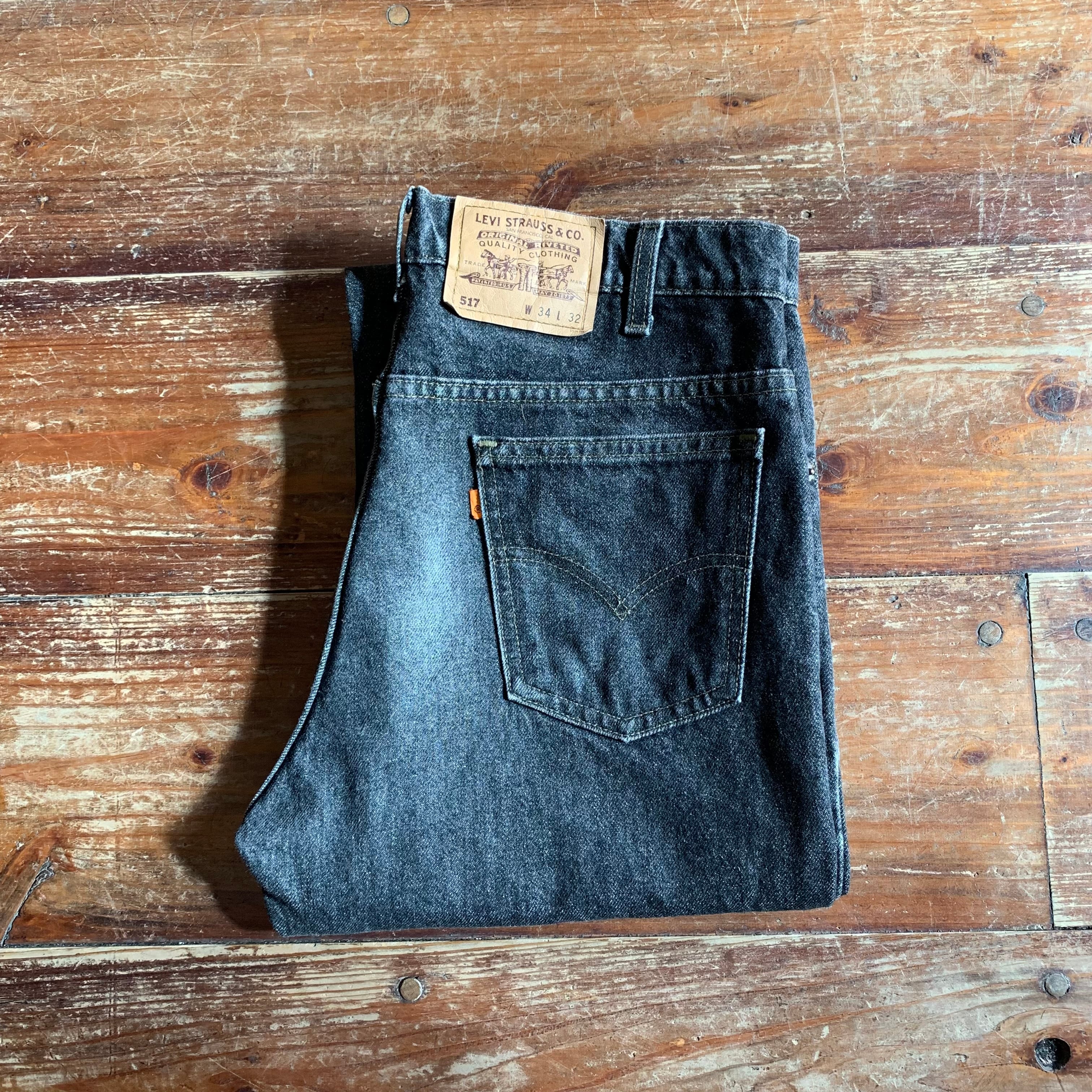 USA製リーバイス517 先染め　ブラック W38 L34 90's Levi's 517 先染め ブラックデニムパンツ “MADE IN USA