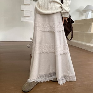 lace a-line long skirt　J00473