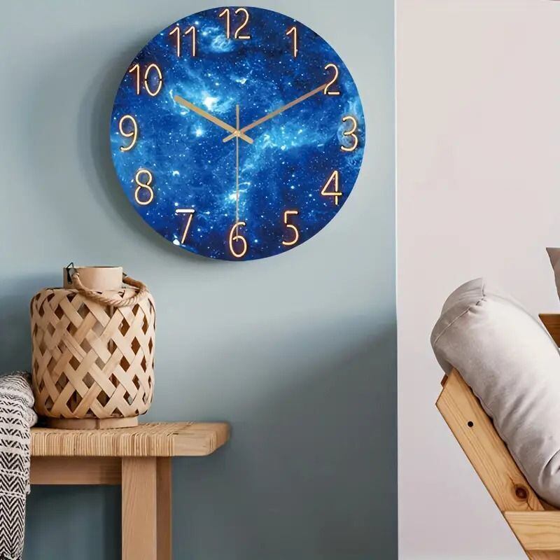 KITH UNIVERSE 壁掛け時計 30cm 宇宙時計 宇宙 掛け時計 運河 インテリア 夜空 おしゃれ 壁時計 ブルー