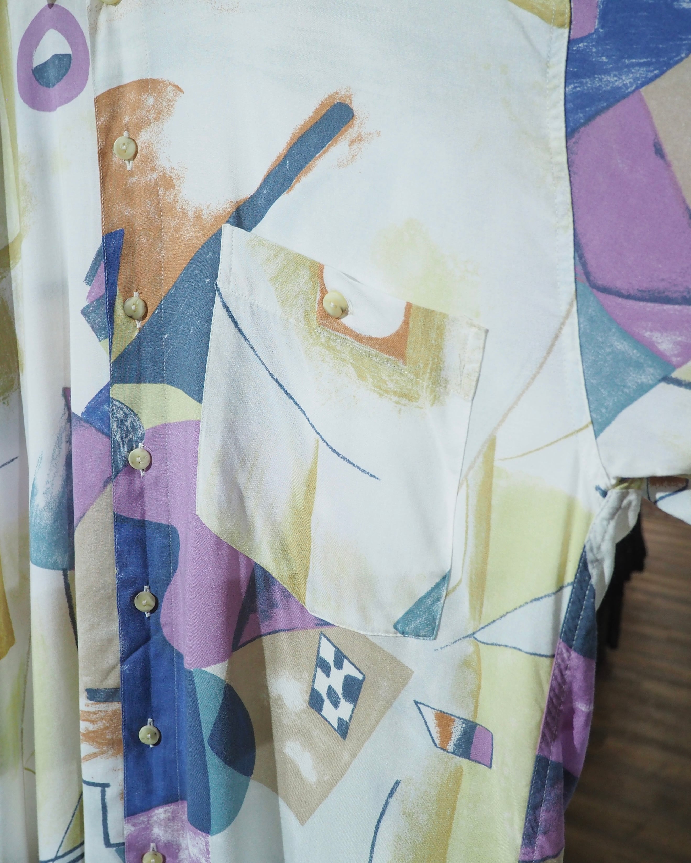1990s Colorful Abstract art printed vintage loose SS shirt