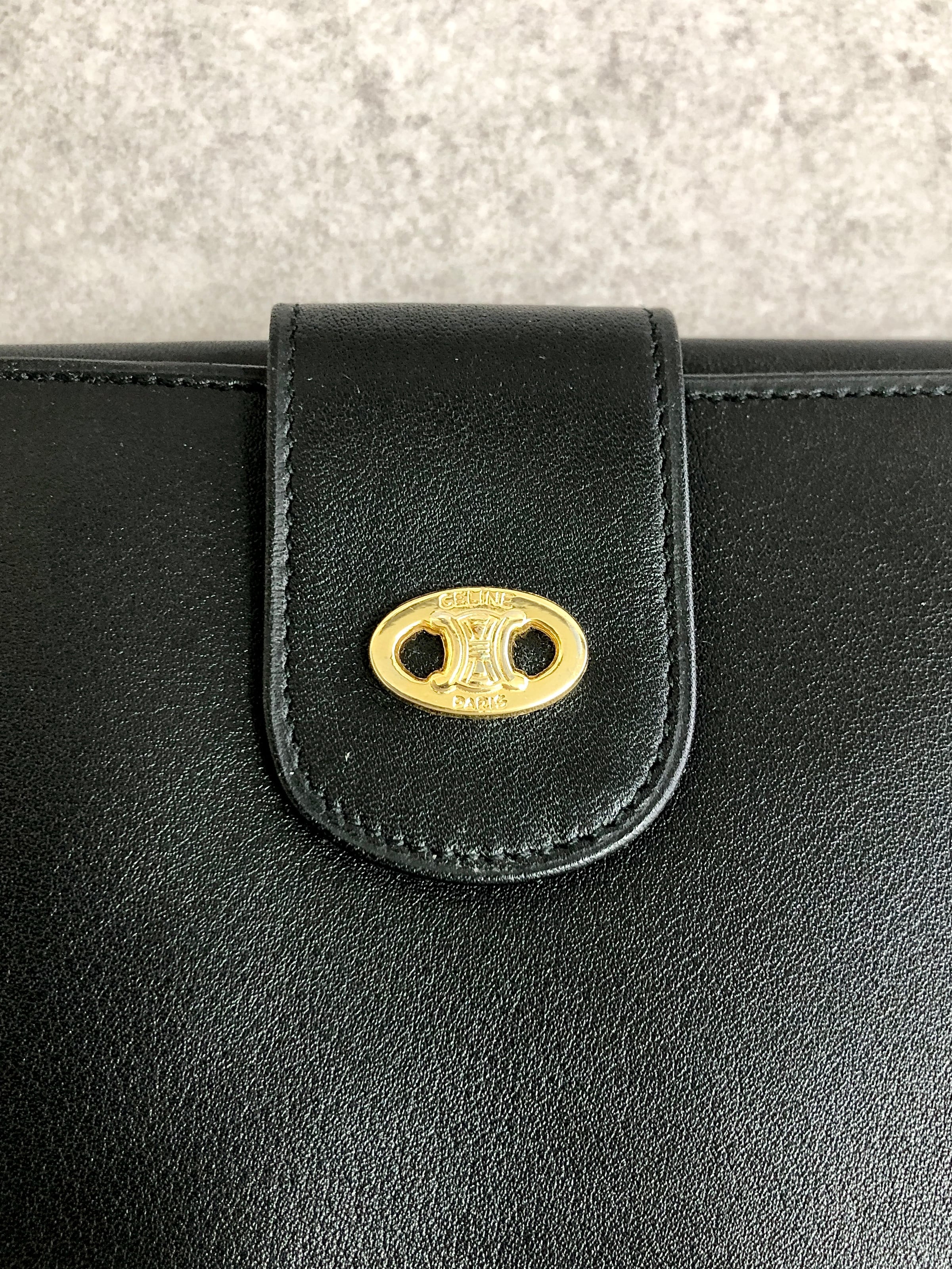 CELINE セリーヌ 財布 ブラック ブラゾン レザー 長財布 vintage