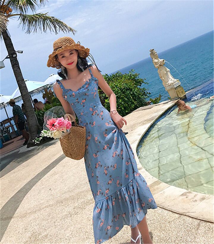 この季節に大活躍 新着 夏 プリント ビクトリア ビーチワンビース ロングセクション ワンビース