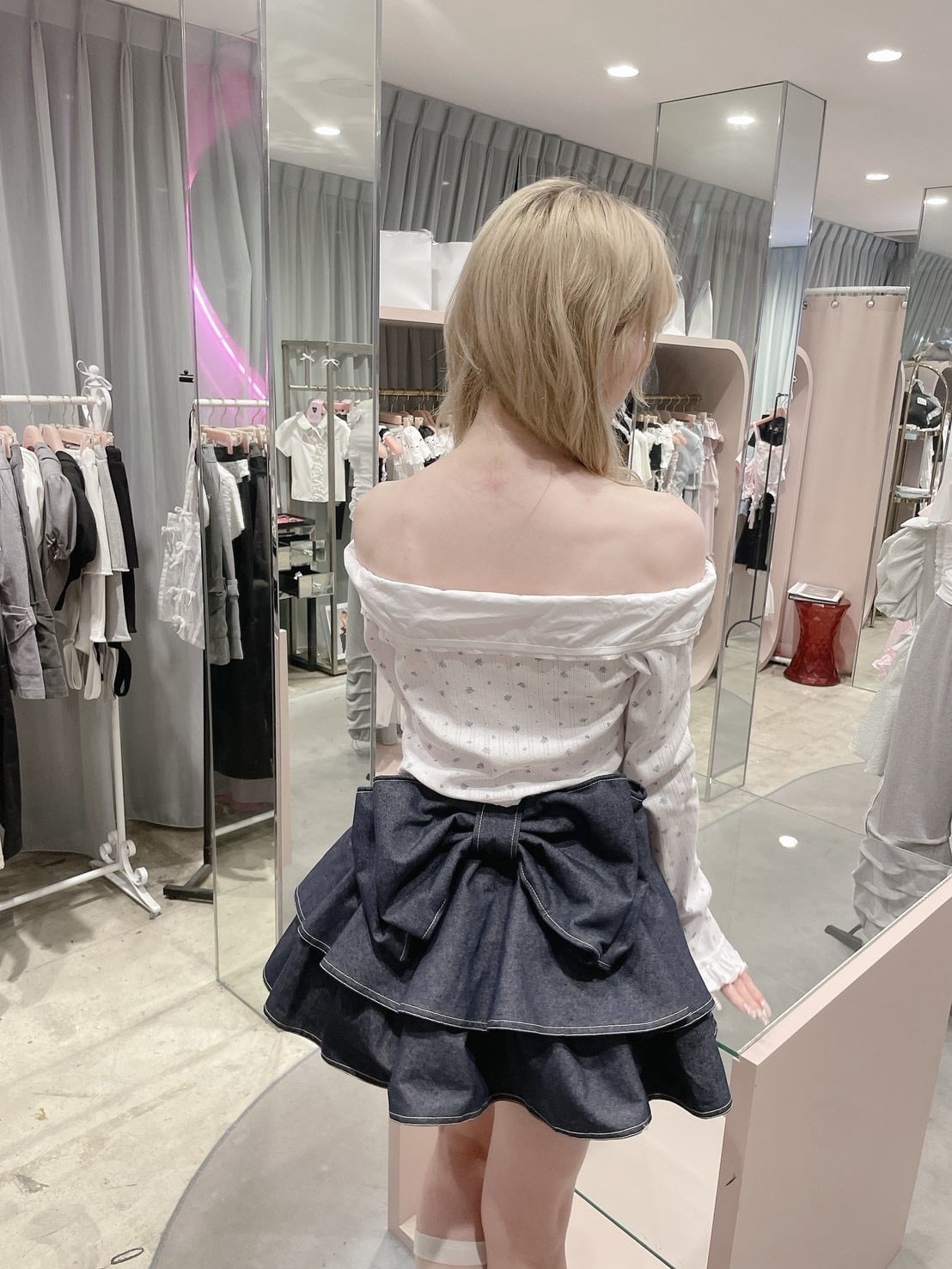 Starry⭐︎フリルデニムミニスカート(INDIGO,BLACK) | lilLilly
