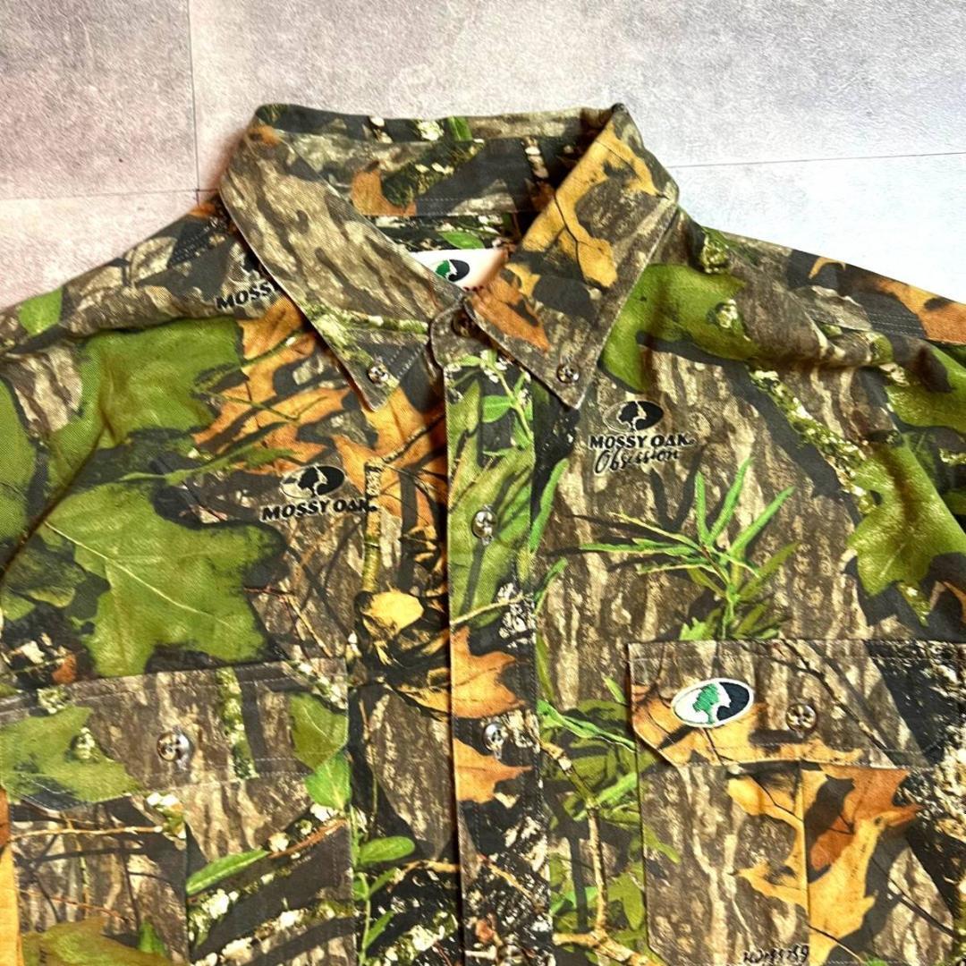 MOSSY OAK リアルツリーカモ柄 ヘビーツイル 長袖シャツ XL グリーン アメカジ 迷彩柄シャツ カモ柄シャツ ハンティング ストリート 古着