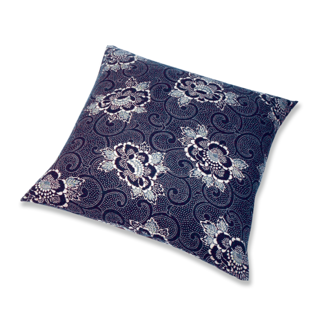 藍染　座布団（カバーのみ）　ぼたん　BI（藍）55×59