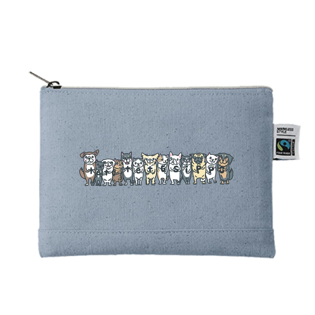 フェアトレードコットンキャンバスフラットポーチ(S)(デザイン:シシマルGメン様)