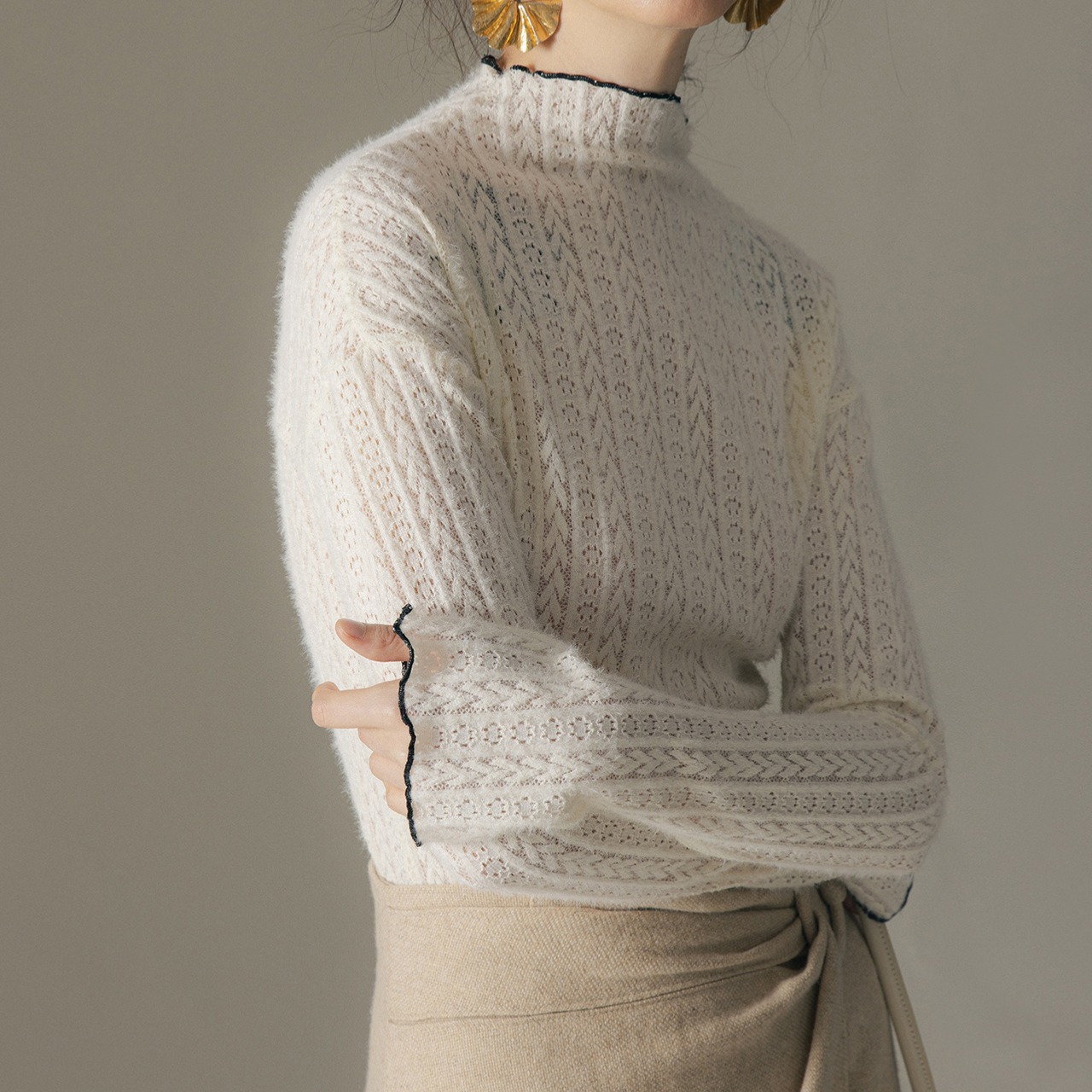 Sheer Rib Knit Top T3811