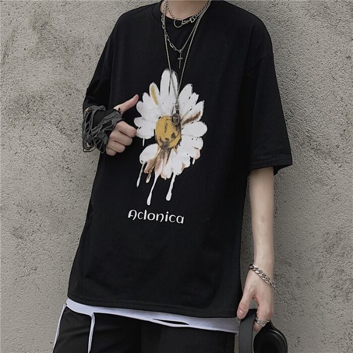 新品 花柄プリント柄Tシャツ 大人女子☆ 原宿系 フラワーデザイン