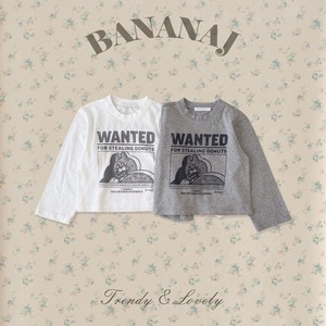 【BANANA J】WANTEDグラフィック ロングTシャツ／アイボリー（XS–JS）