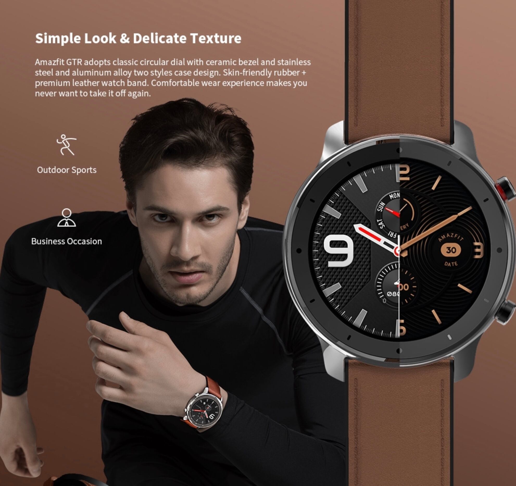 5ATMディスプレイAmazfit GTR Lite 47mm スマートウオッチ - 腕時計