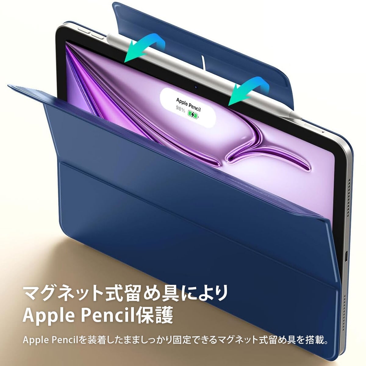 ケース　11インチiPad Air （M4） 用Smart Folio -デニム 国内正規品 ESR REBOUND マグネット吸着式 Smart Folioケース for