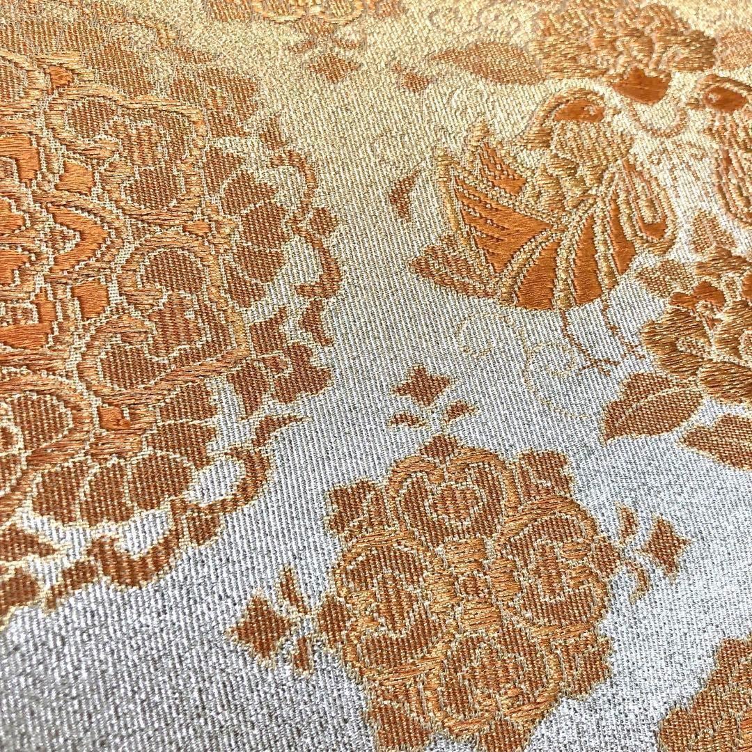 袋帯 煌びやかな華柄に鳥模様 金銀グラデーション O-2923 | リユース  