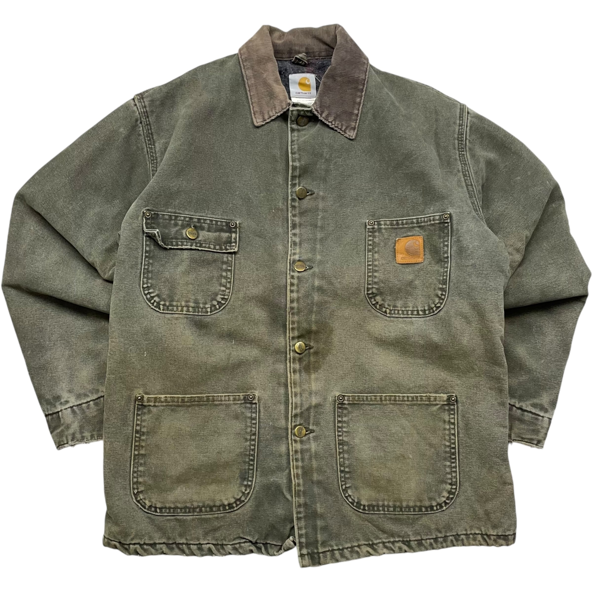 《M》Carhartt カーハート 希少サイズ モスグリーン ダックジャケット ミシガンチョアコート USA製 モスグリーン no.4724