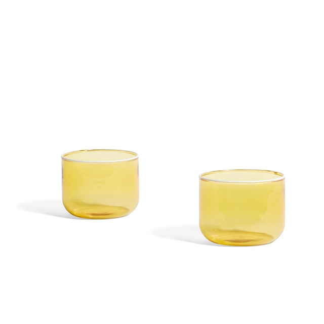 TINT GLASS SET OF 2 Light Yellow with Withe rim［ HAY ］
