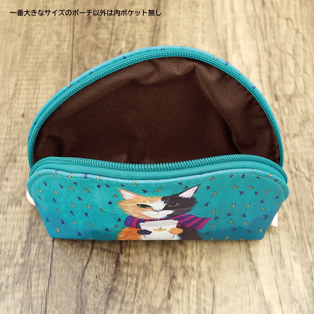 猫ポーチ(マトリョシカポーチ)カフェ・グリーン | マスノヤ衣料品店