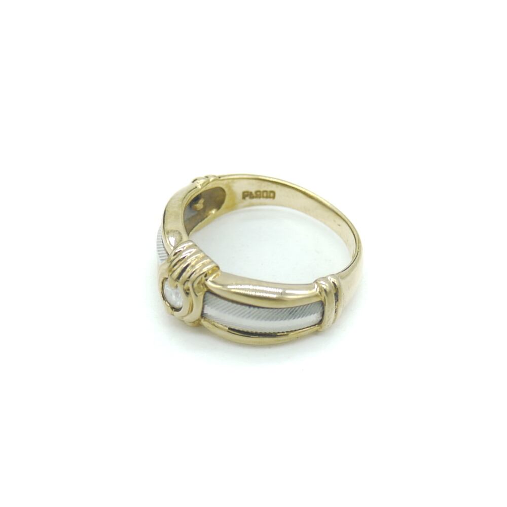 K18/Pt900 ダイヤモンド デザインリング 18金 プラチナ 指輪 11号 4月誕生石 Y01400