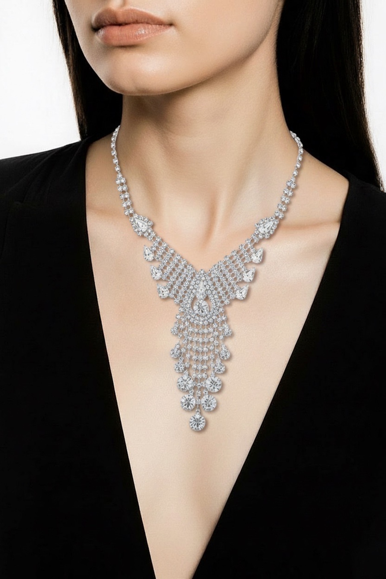 【Rental】スワロフスキーネックレス イヤリングセット 画像3