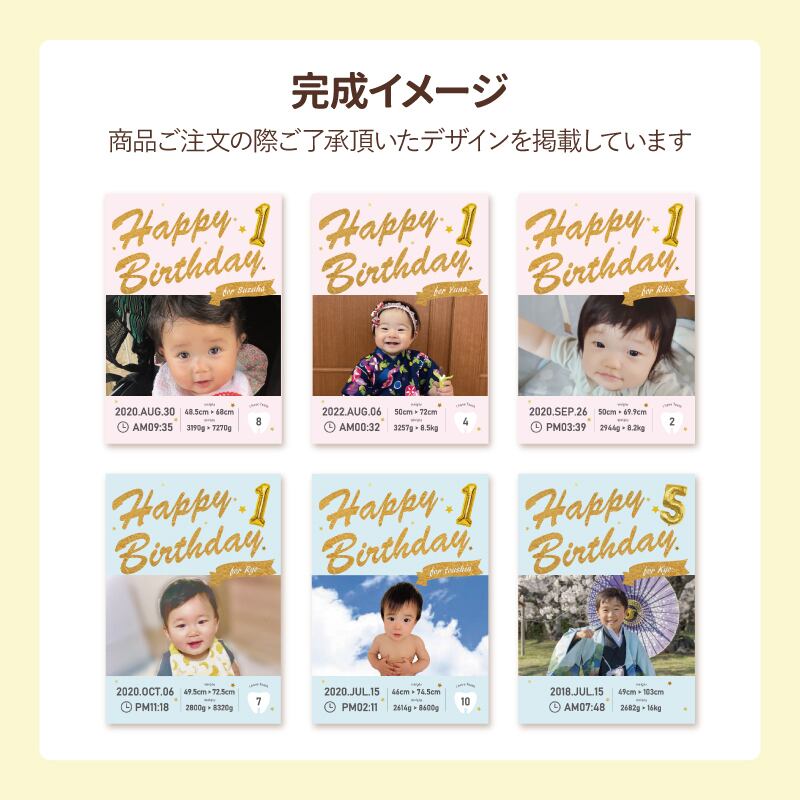 選べるデザイン16種類〉ハローエンジェル 1歳バースデーポスター【A4