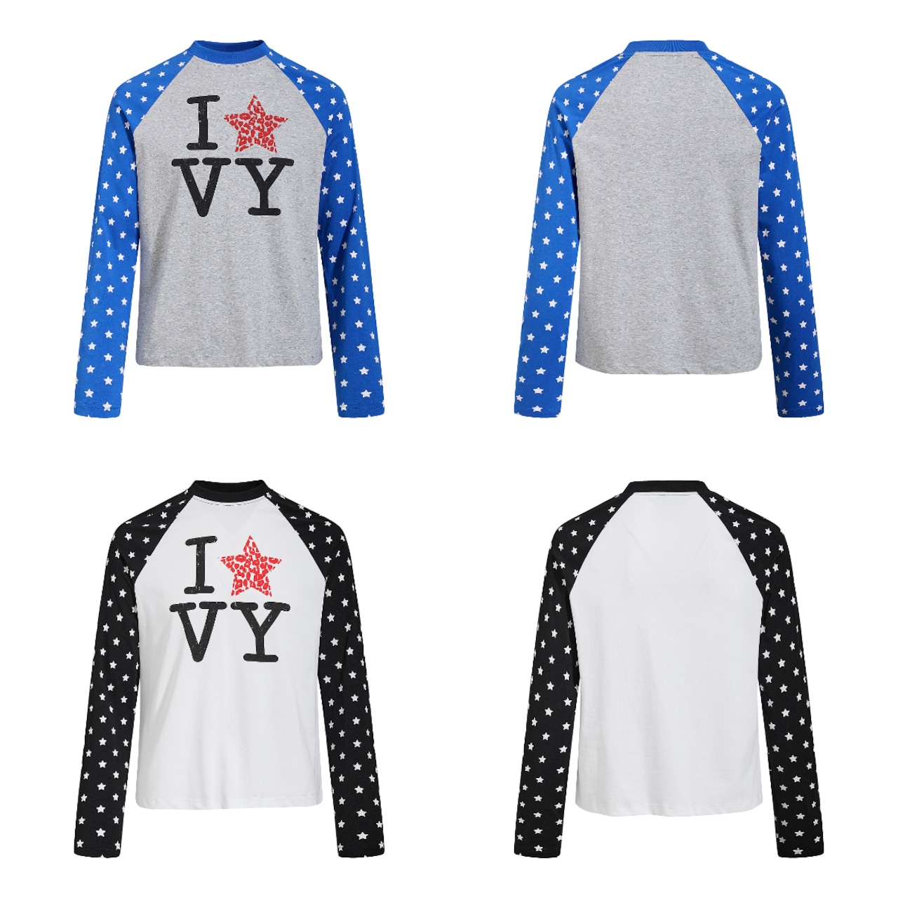VINTAGE ストリート スタースリーブ 切替ロングTシャツ T2242