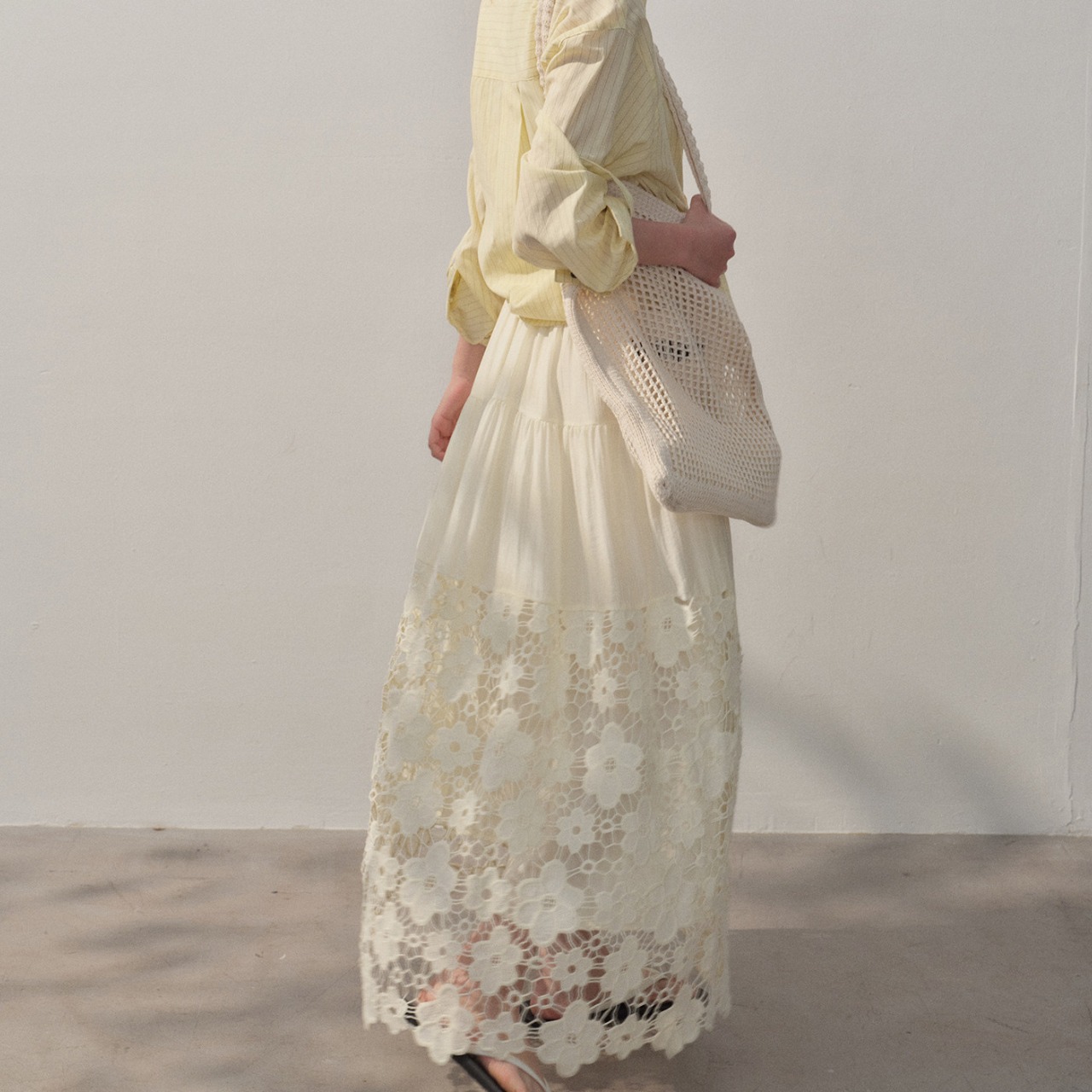 lace midi A-line skirt  T4448