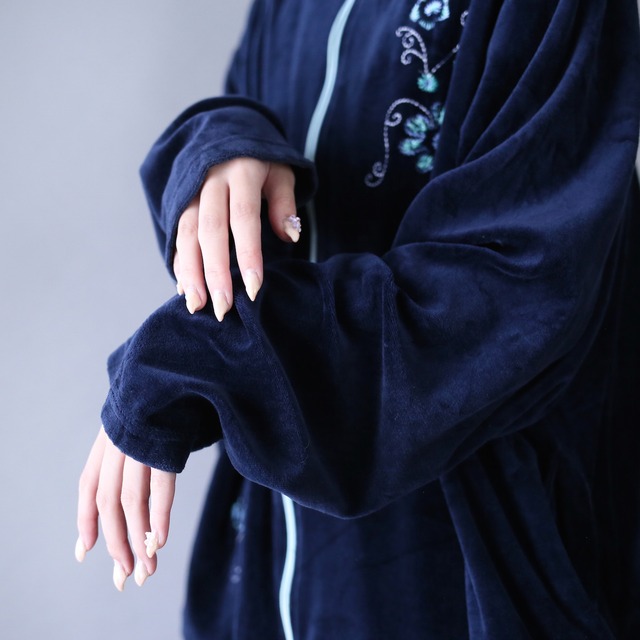 "花×刺繍" asymmetry pattern zip-up track jacket