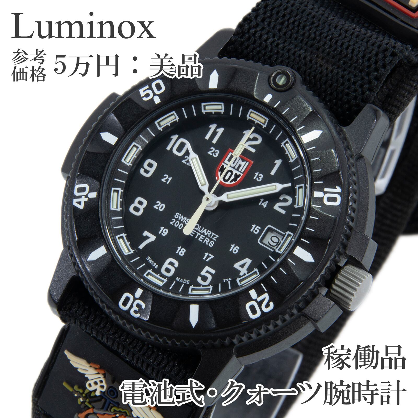 稼働品 送料無料 ルミノックス 腕時計 クォーツ メンズ 3000/3900 黒