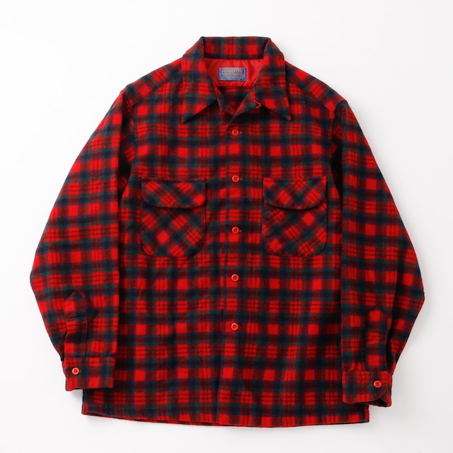 【逸品】70s PENDLETON ombre check wool shirts made in USA big size ／ 70年代 ペンドルトン オンブレ ウール シャツ ボード シャツ サイズL USA製 レッド