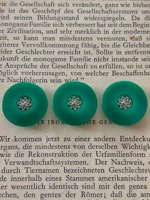 20mm Japanese ヴィンテージボタン グリーン フラワー レトロ アクセサリーパーツ 装飾材 カルトナージュ