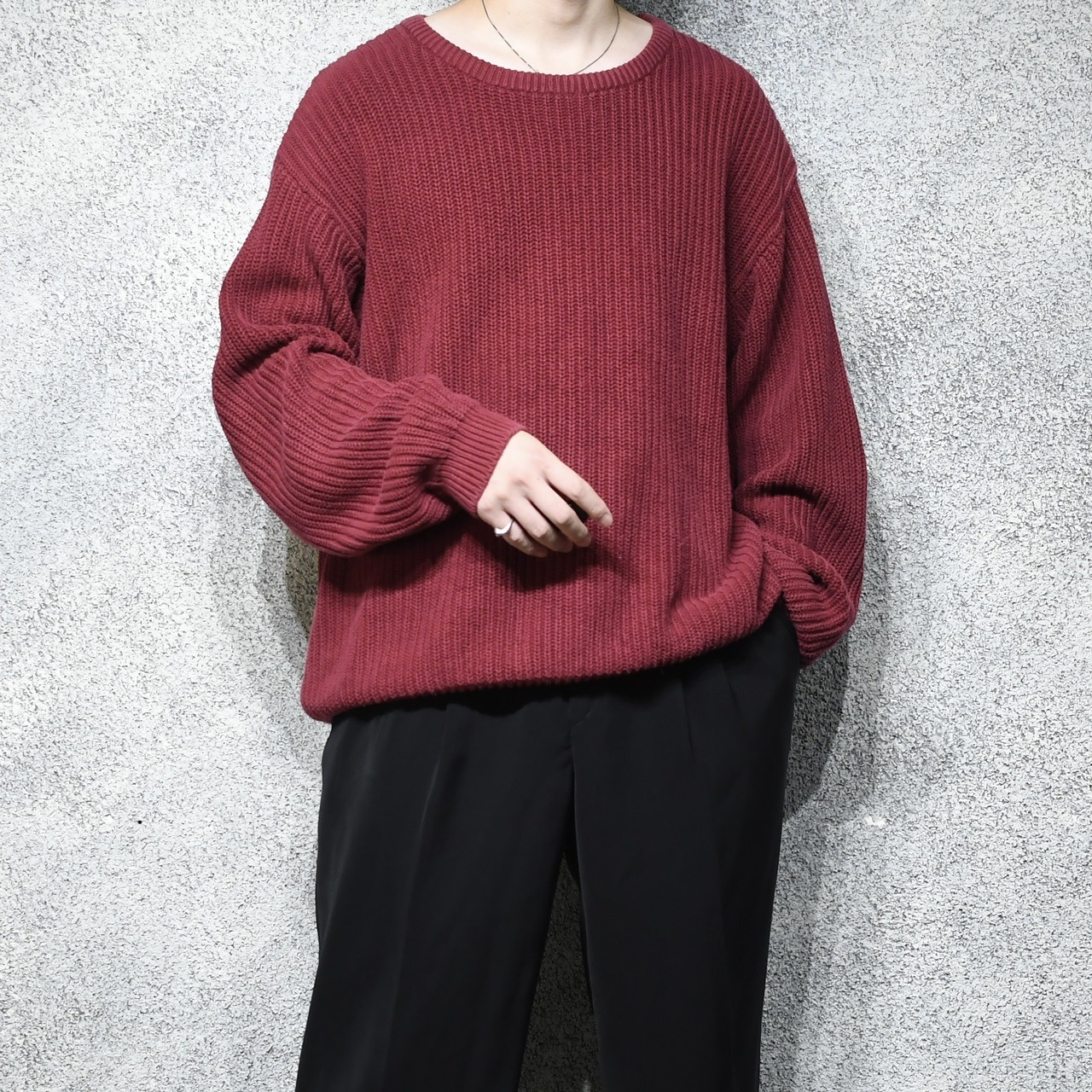 Eddie Bauer low gauge cotton knit burgundy