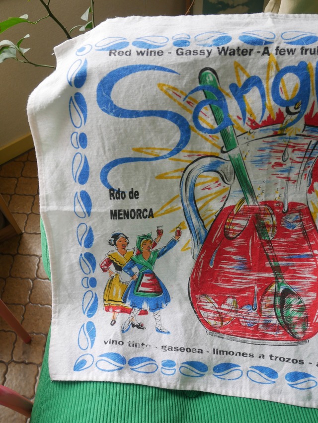 70s-80s Spanish Souvenir "Sangria" Recipe Kitchen Towel