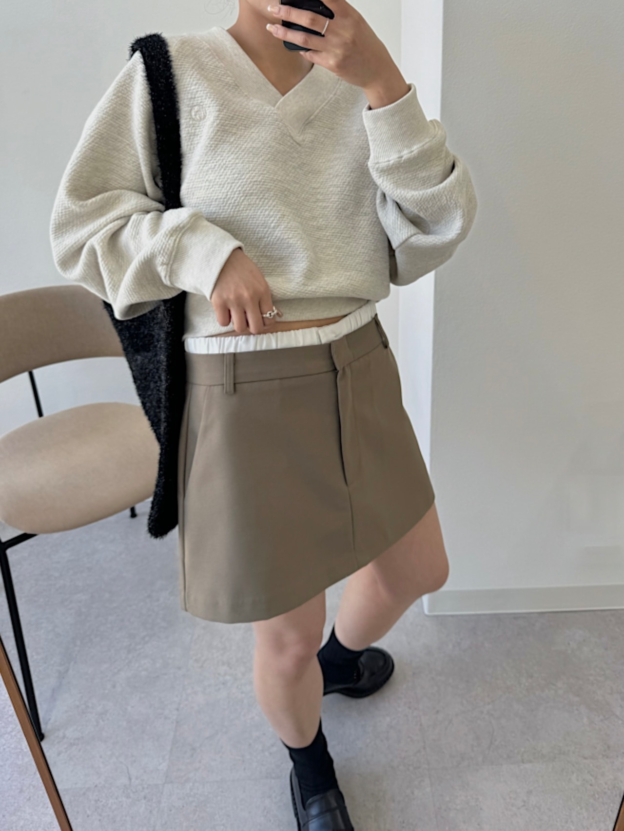 double waist mini skirt