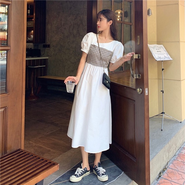 【MumuIns 】 夏新作大人気チェック柄ワンピース　A0233