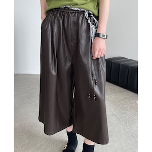 leather mid-length pants J00014