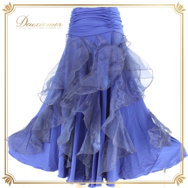 社交ダンス 衣装 スタンダード スカート レッスンウェア レディース 青 Leirena レイリーナ ブルー系 シンプル 練習着 上品 かわいい 深い青 レディースファッション エレガント 発表会 ダンス練習 着心地良い フレアスカート ロングスカート パーティー用 ストレッチ素材 躍動感 柔らかい かわいいデザイン スカートファッション 日常使い