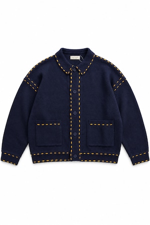 MANYMENMANYMINDS / HAND STITCH KNIT JACKET - ネイビー