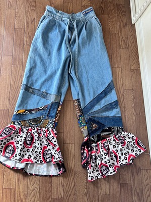 デニムリメイクフリルジーンズ